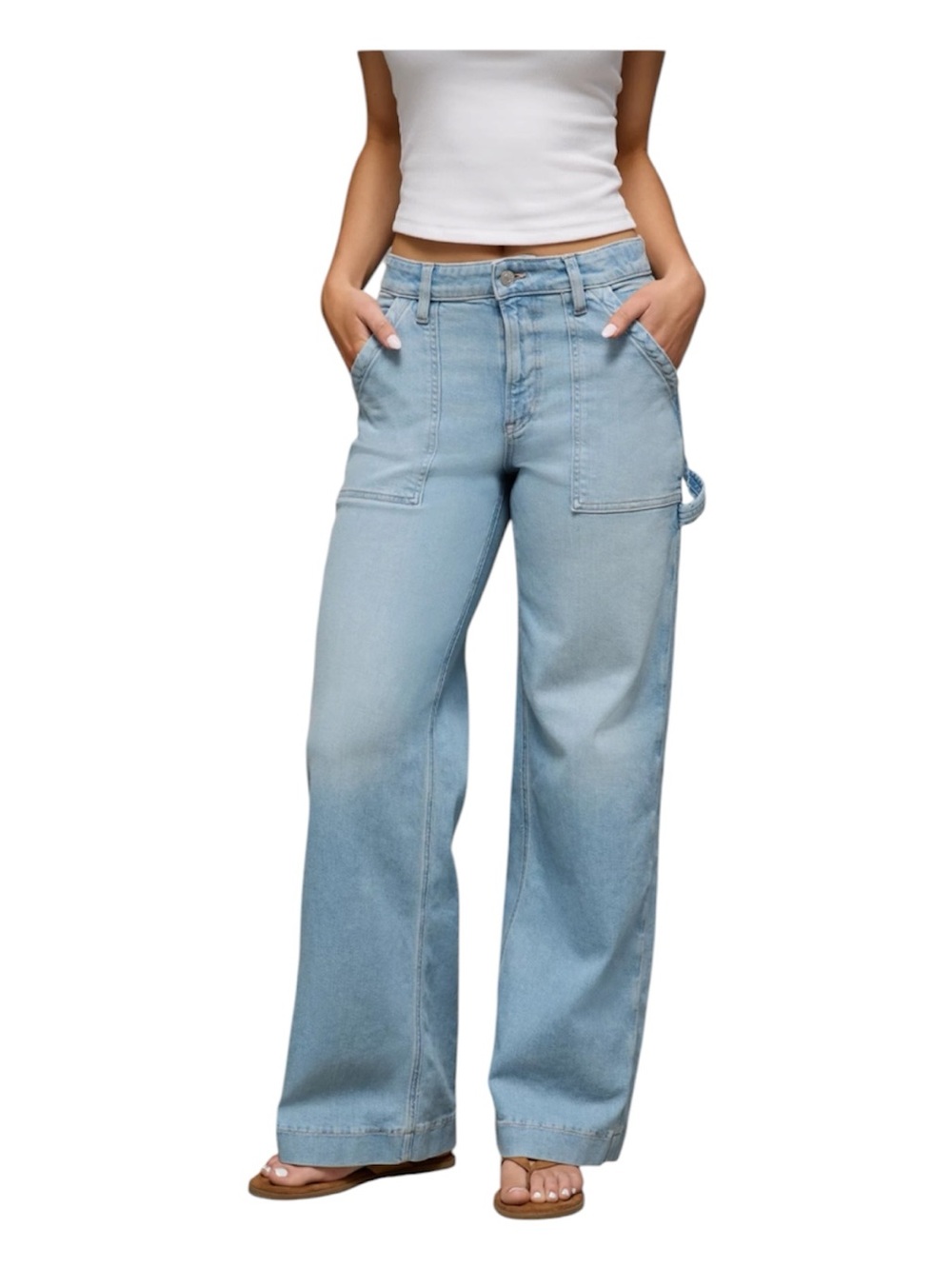 American Eagle Dreamy Drape Stretch Baggy Wide Leg Jeans Sz 12